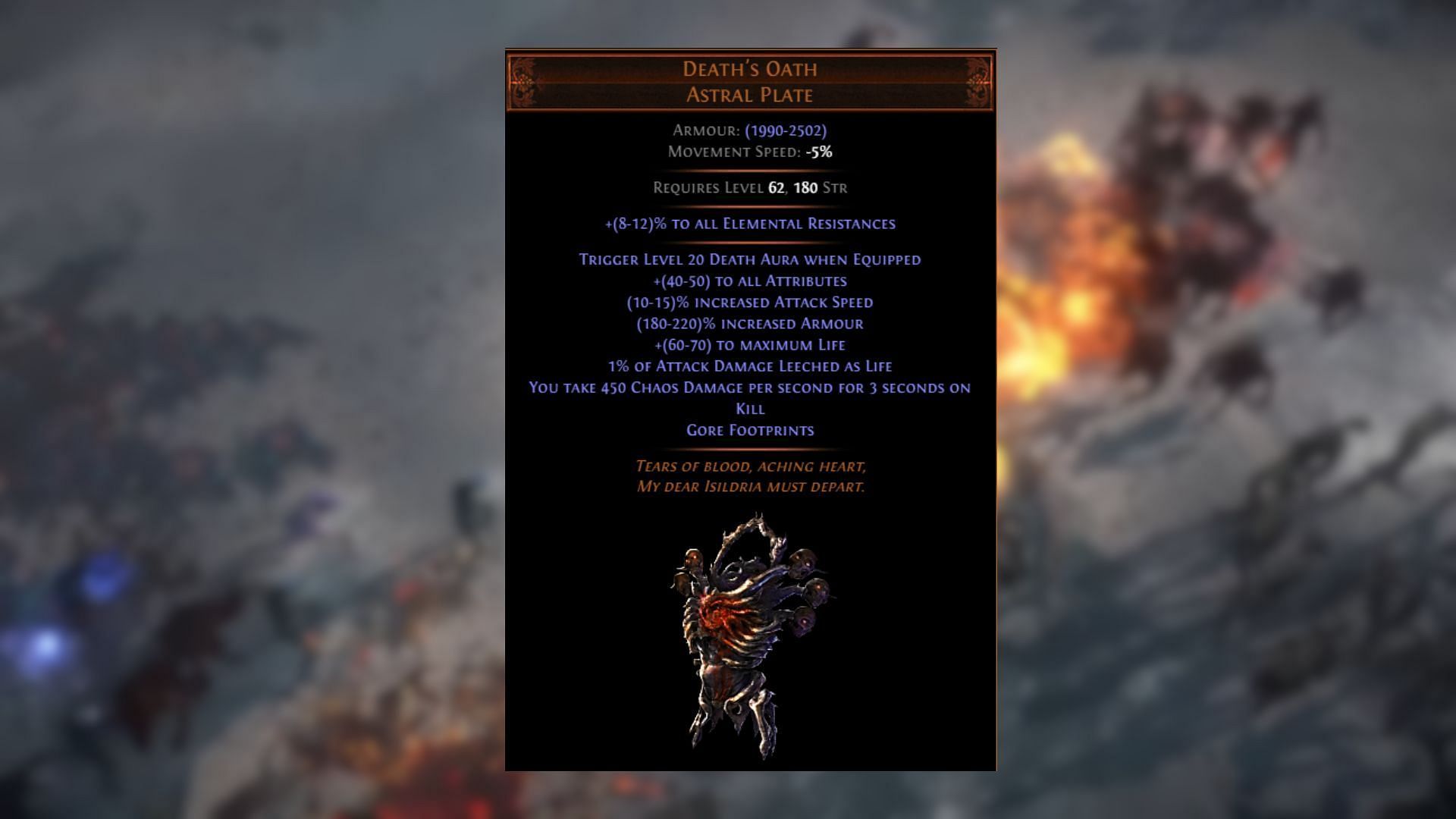 Death's Oath grants you a level 20 Death Aura (Image via Grinding Gear Games)